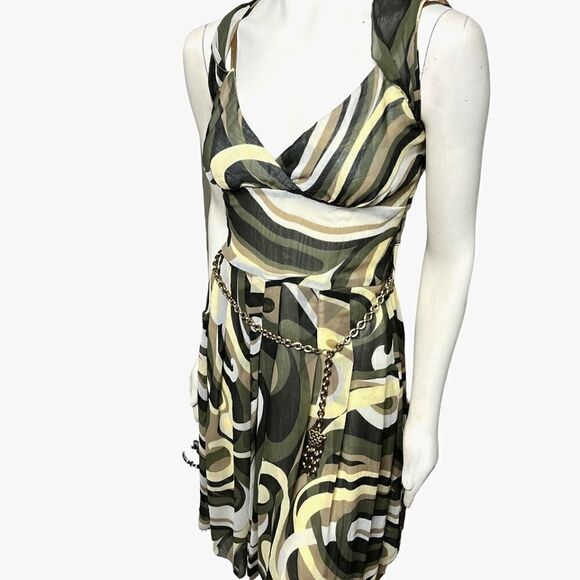 Jake*s Camo Swirl Halter Knee Length Dress Size Medium - Picture 4 of 13